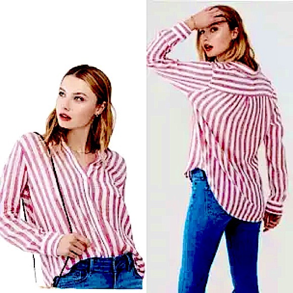 Rails red & white stripe Charli shirt M - Picture 2 of 15